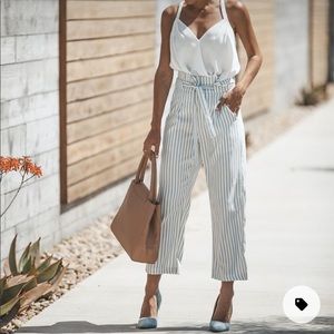 Pearl Bay Striped Pocketed Tie Pants - Light Mint -